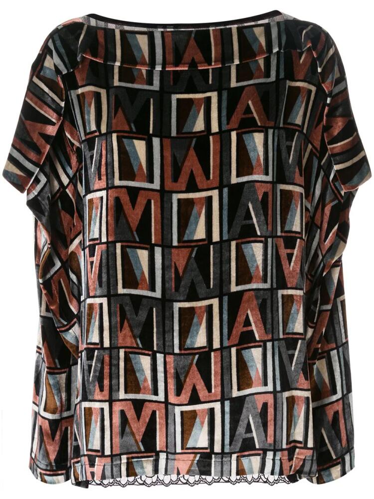 Antonio Marras initial logo print lace detail blouse - Black Cover