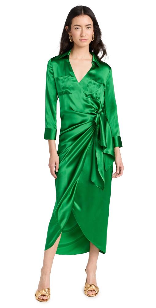 L'AGENCE Kadi Long Wrap Dress Sea Green Cover