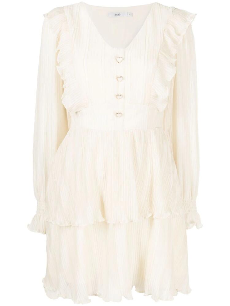 b+ab ruffled layered long-sleeved dress - Neutrals Cover