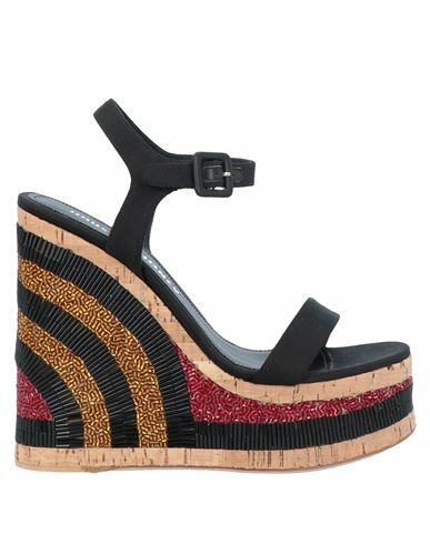 Haus Of Honey Woman Sandals Black Soft Leather, Textile fibers Cover