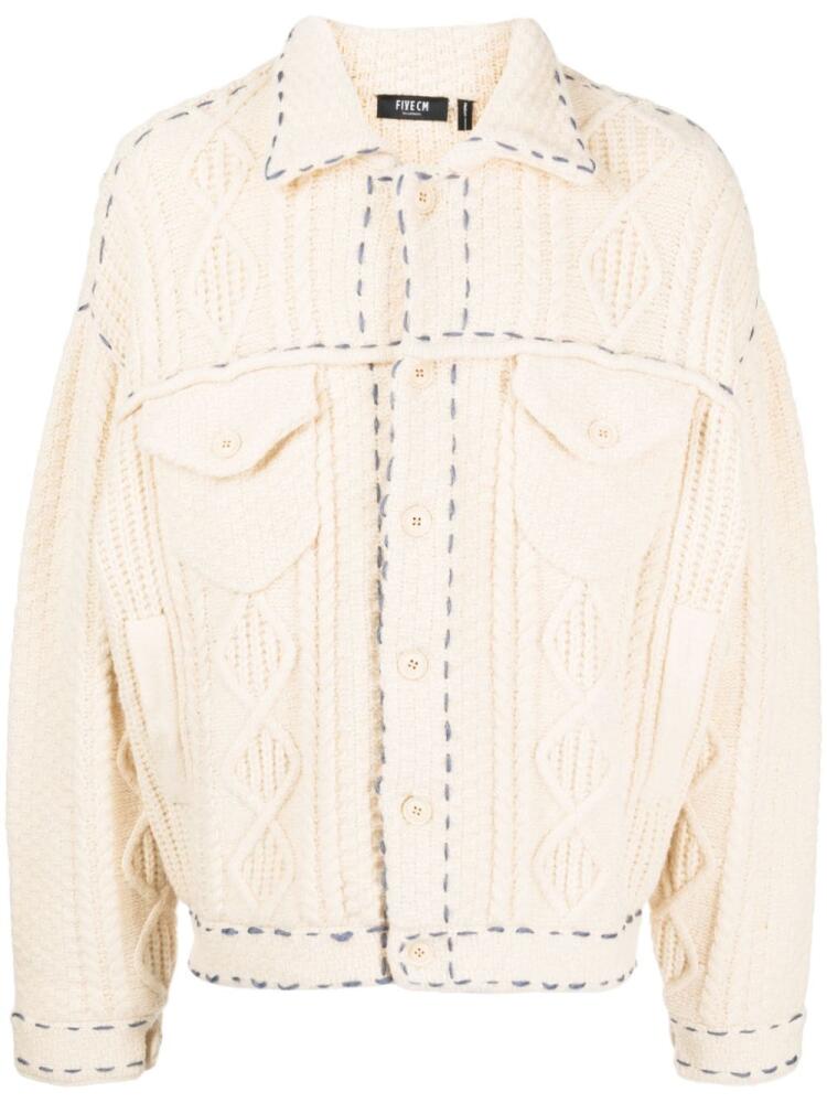 FIVE CM decorative-stitching cable-knit jacket - Neutrals Cover