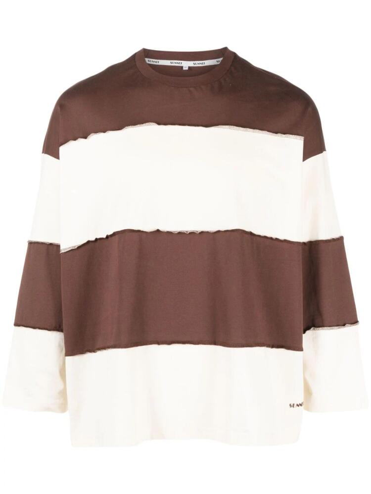 Sunnei three-quarter sleeved cotton T-shirt - Brown Cover