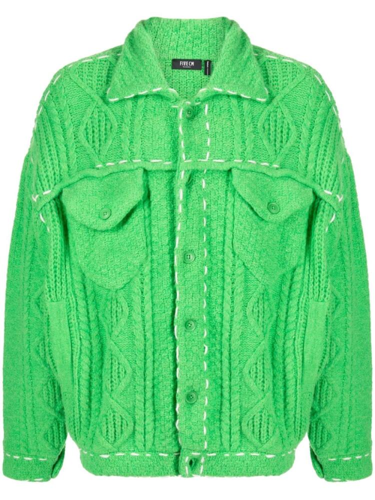 FIVE CM decorative-stitching cable-knit jacket - Green Cover