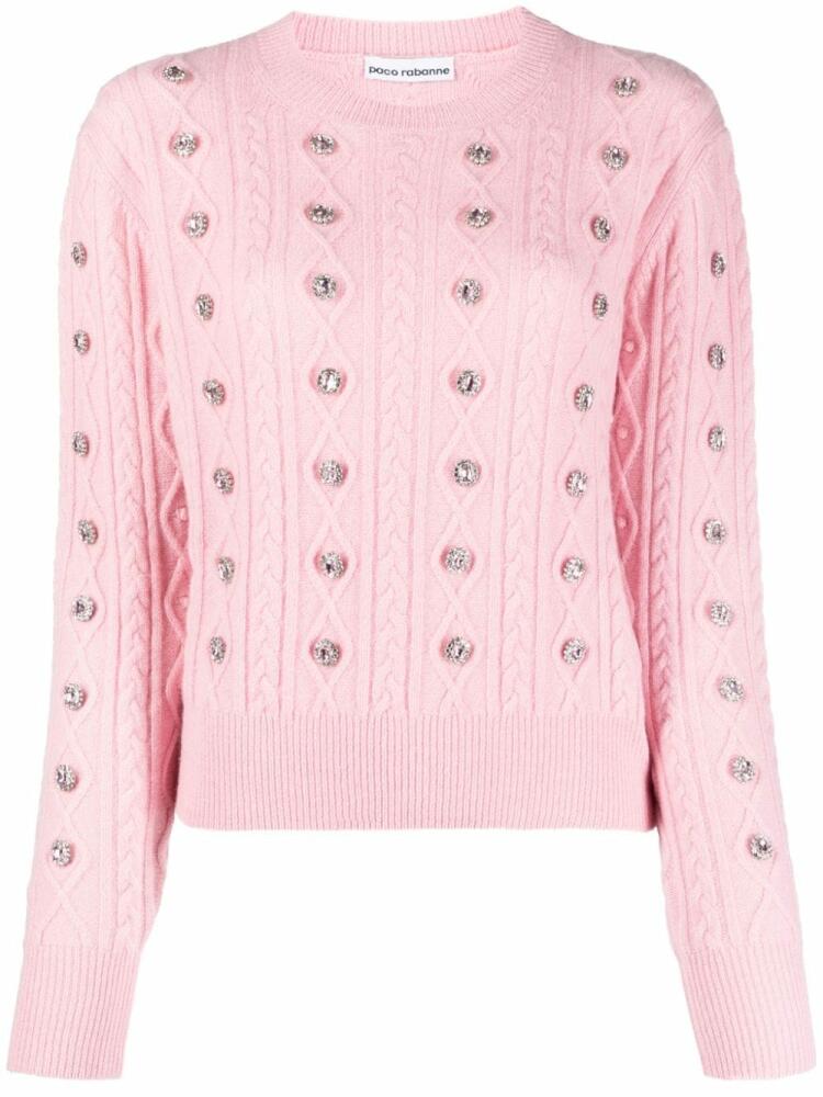 Rabanne crystal-embellished crew-neck jumper - Pink Cover