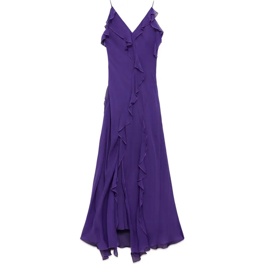 MANGO Ruffle Chiffon Dress in Purple Cover