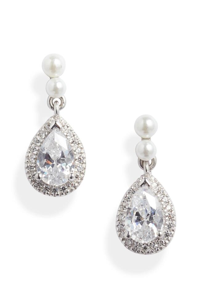 Nordstrom Sterling Silver & Cubic Zirconia Drop Earrings in Platinum Plated Cover