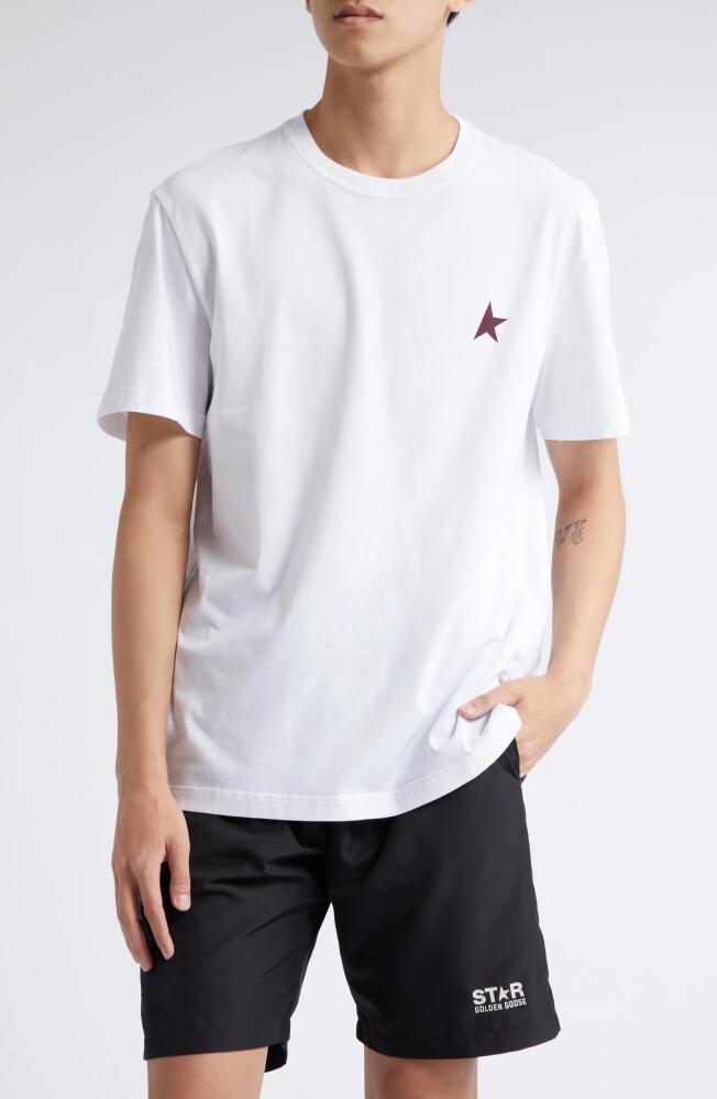 Golden Goose Small Star Cotton Logo Graphic T-Shirt in Optic White/Windsor Wine Cover