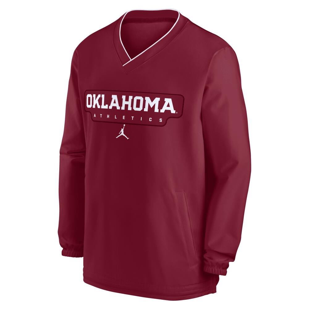 Men's Oklahoma Sooners Sideline Jordan College Long-Sleeve Windshirt in Red Cover