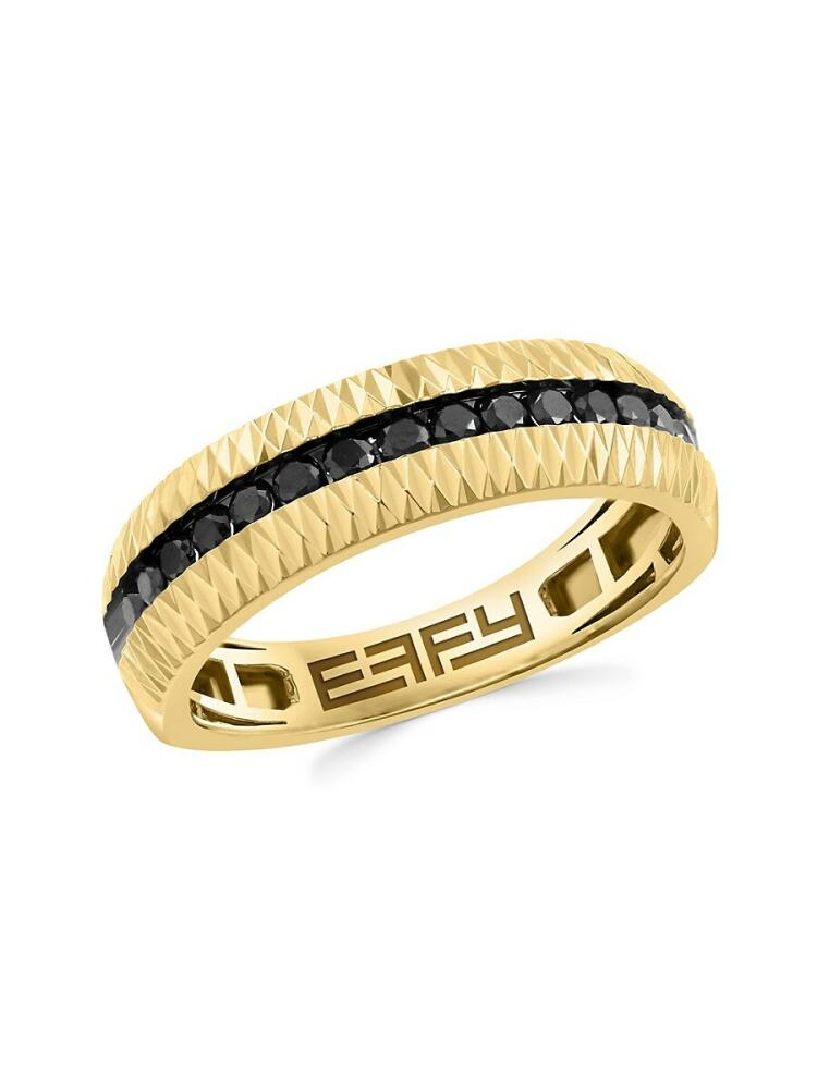 Effy Men's 14K Yellow Gold & 0.48 TCW Black Diamond Band Ring Cover