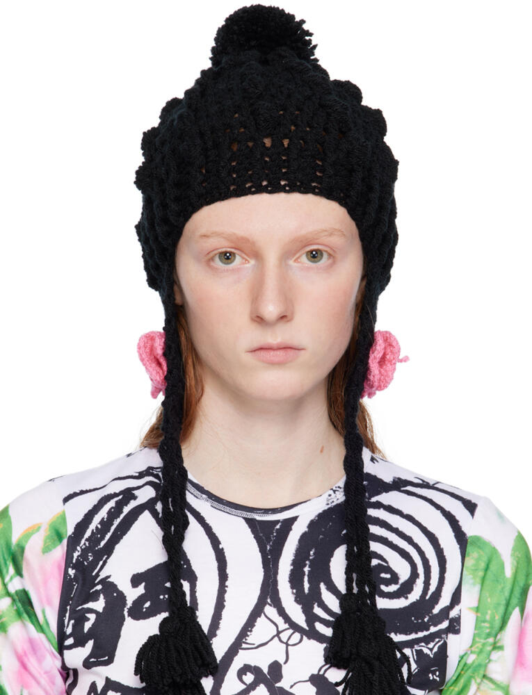 Anna Sui SSENSE Exclusive Black Butterfly Beanie Cover