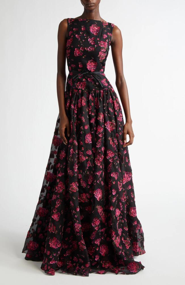 Erdem Floral Fil Coupé Gown in Black Cover