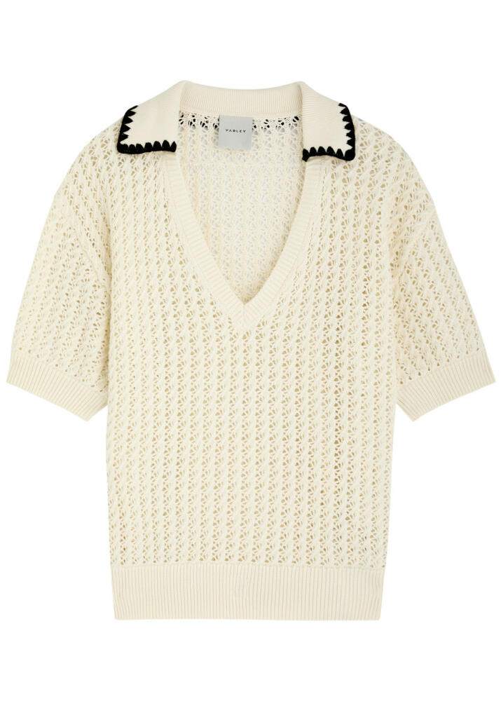 Varley Monte Open-knit Polo Shirt - Cream Cover