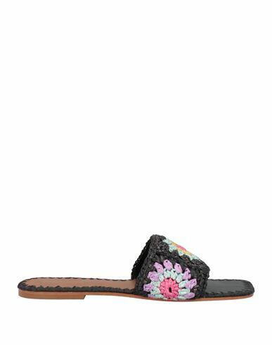 De Siena Woman Sandals Black Natural raffia Cover