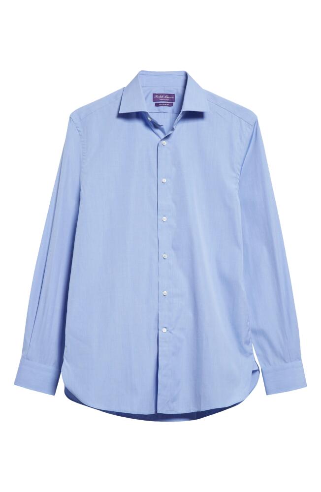 Ralph Lauren Purple Label Aston End on End Cotton Poplin Button-Up Shirt in Medium Blue Cover