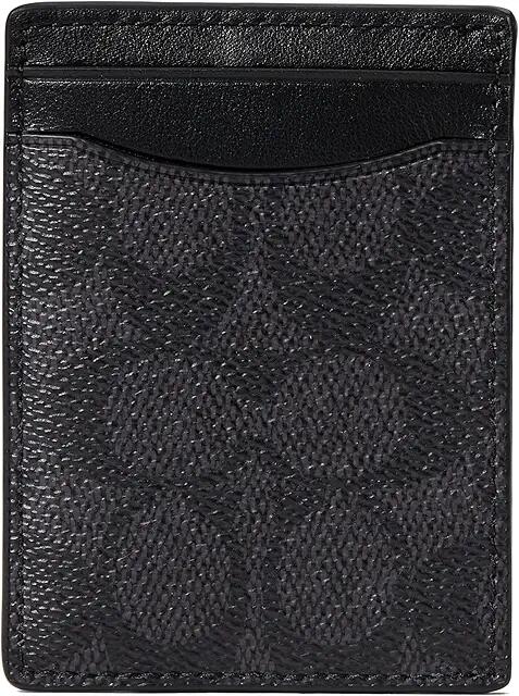 COACH Money Clip Card Case in Signature (Charcoal) Wallet Cover