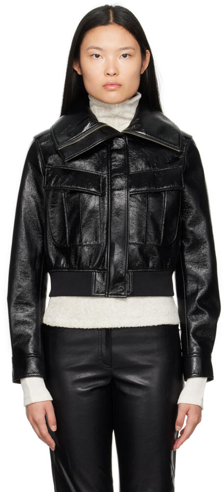 LVIR Black Crinkled Faux-Leather Bomber Jacket Cover