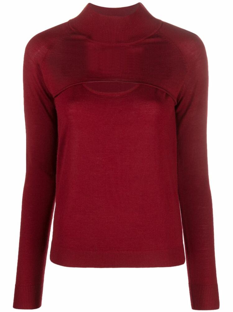 Patrizia Pepe long-sleeved cut-out wool T-shirt - Red Cover