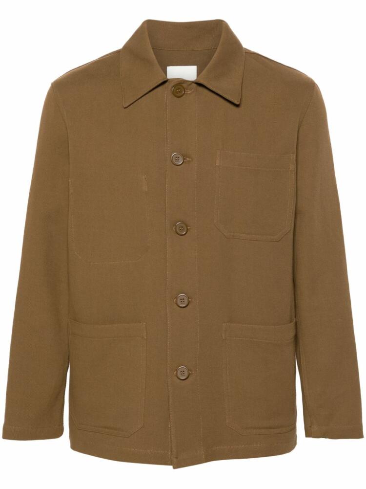 SANDRO button-down cotton shirt jacket - Brown Cover