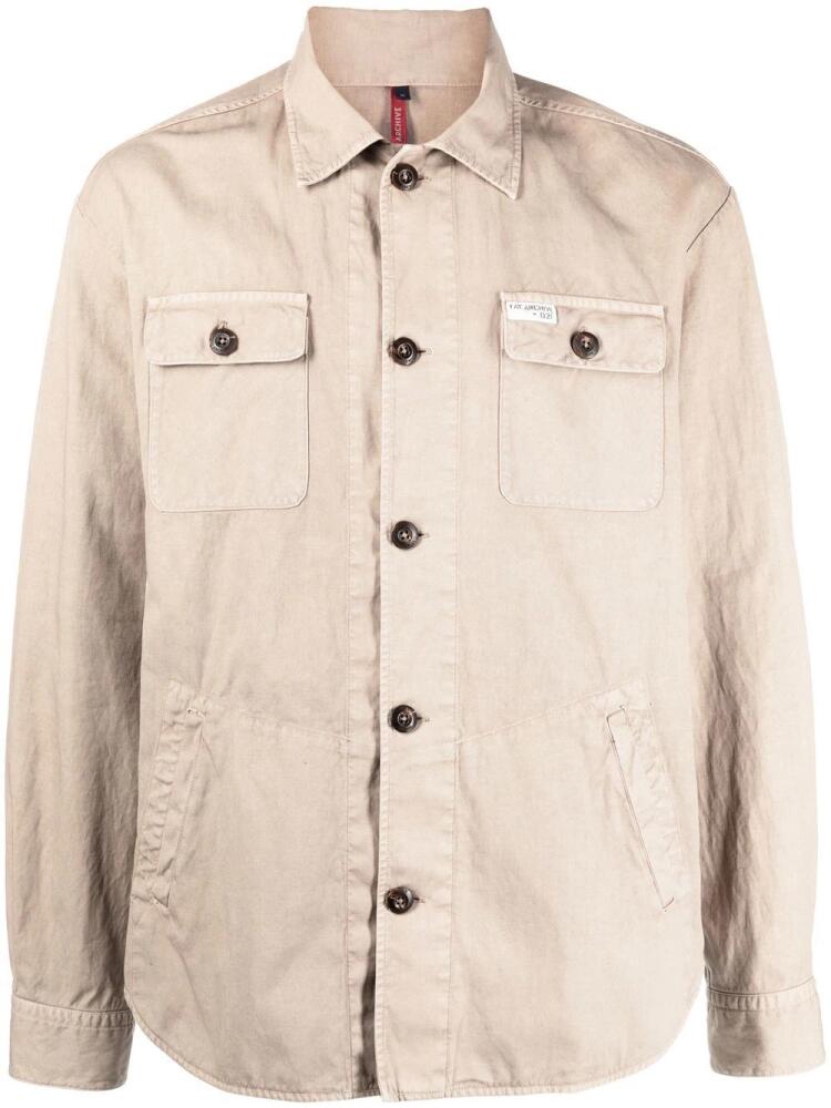 Fay button-down long-sleeve shirt - Neutrals Cover