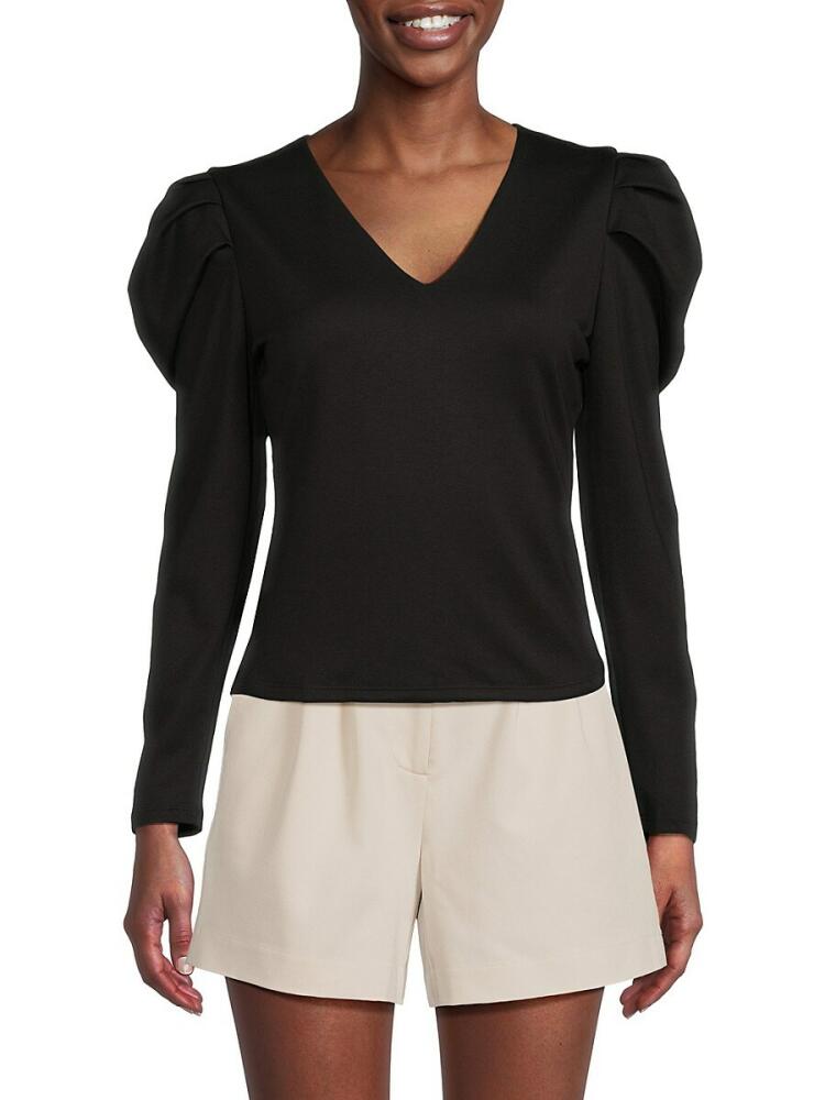 Lea & Viola Women's Puff Sleeve Top - Black Cover