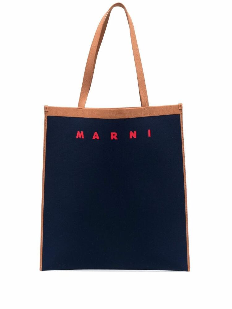 Marni intarsia-logo tote bag - Blue Cover