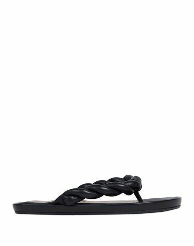 Red(v) Woman Thong sandal Black Leather Cover