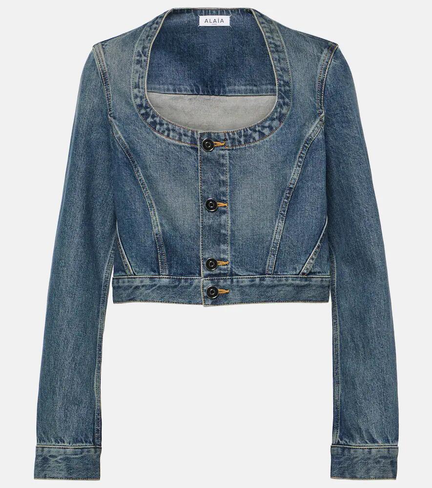 Alaïa Cropped denim jacket Cover