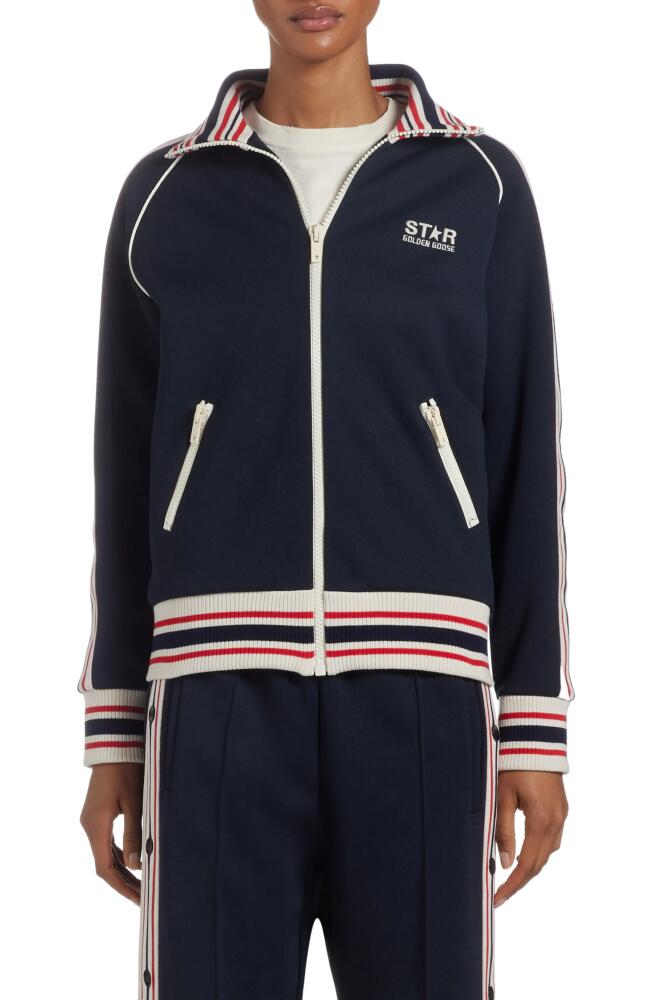 Golden Goose Stripe Trim Track Jacket in Dark Blue/Papyrus Cover