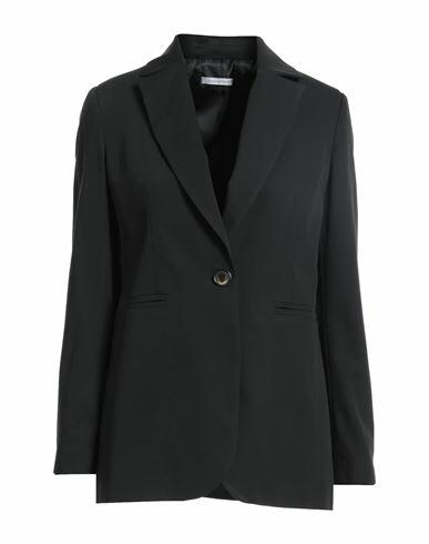 Biancoghiaccio Woman Blazer Black Polyester, Viscose, Elastane Cover