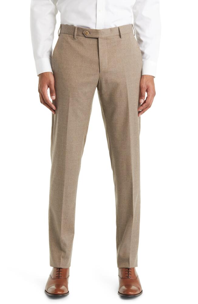 Zanella Parker Flat Front Stretch Wool Trousers in Brown Cover