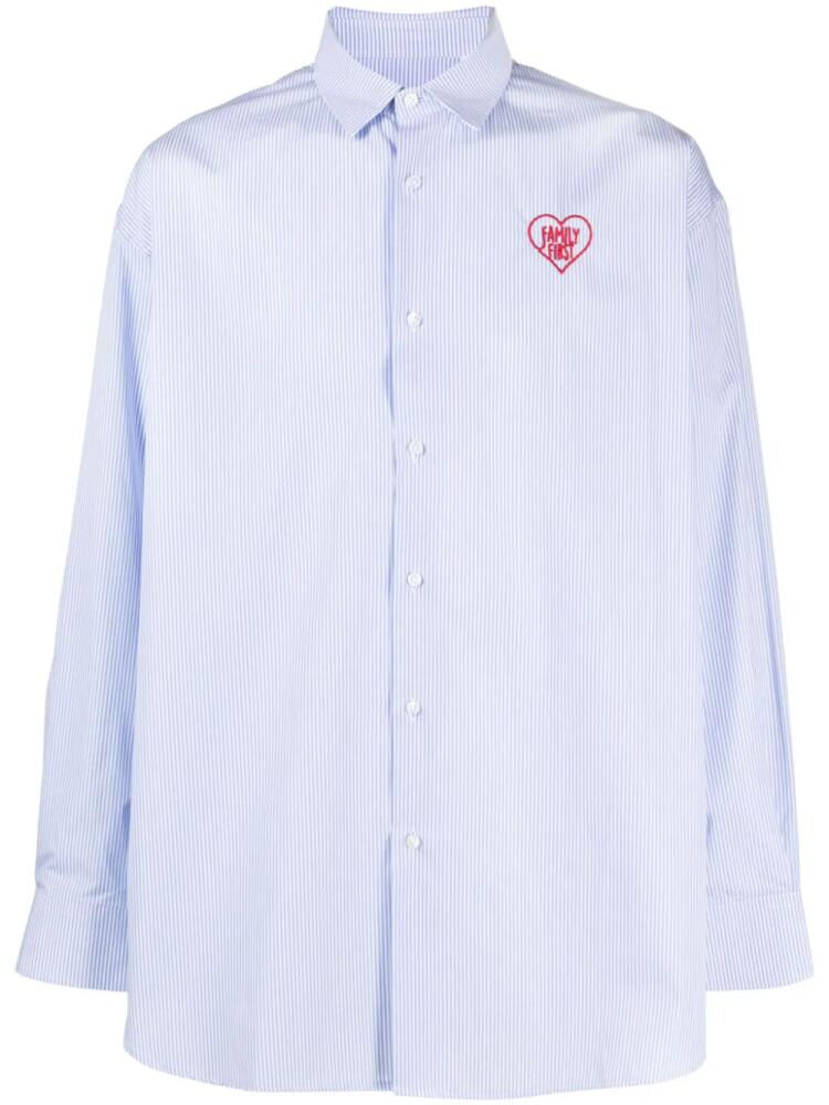 Family First logo-embroidered striped cotton shirt - Blue Cover