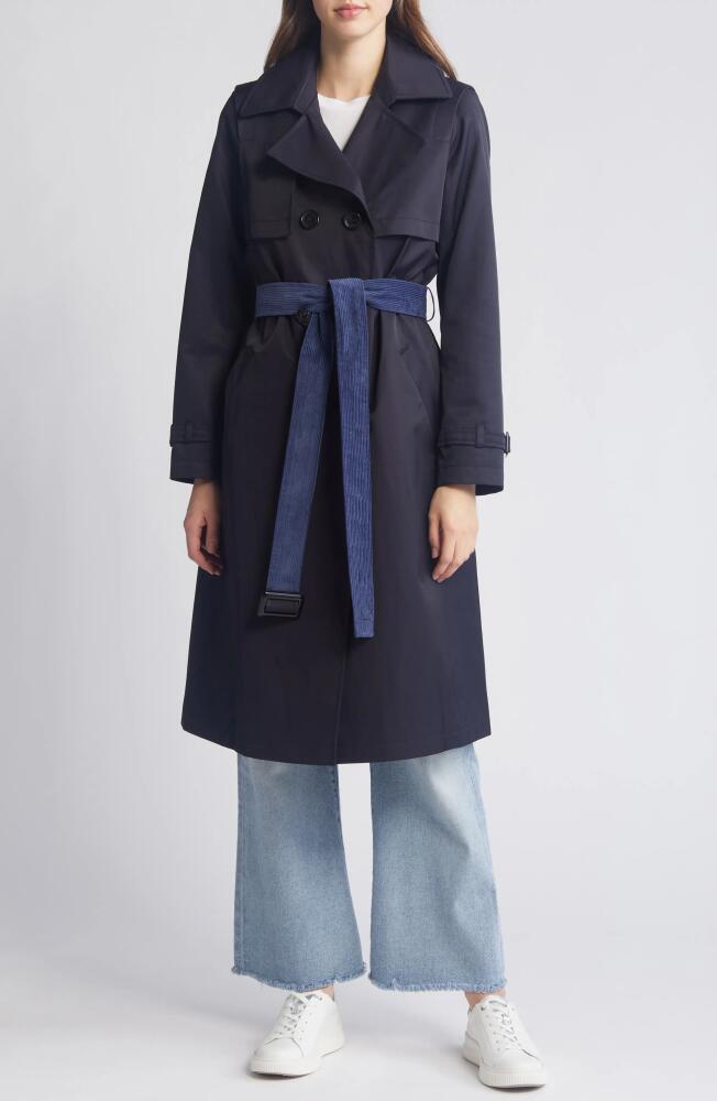 Sam Edelman Corduroy Contrast Trench Coat in Navy Cover