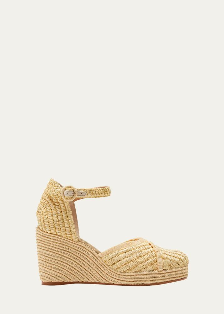 Castaner Raffia Ankle-Strap Wedge Pumps Cover