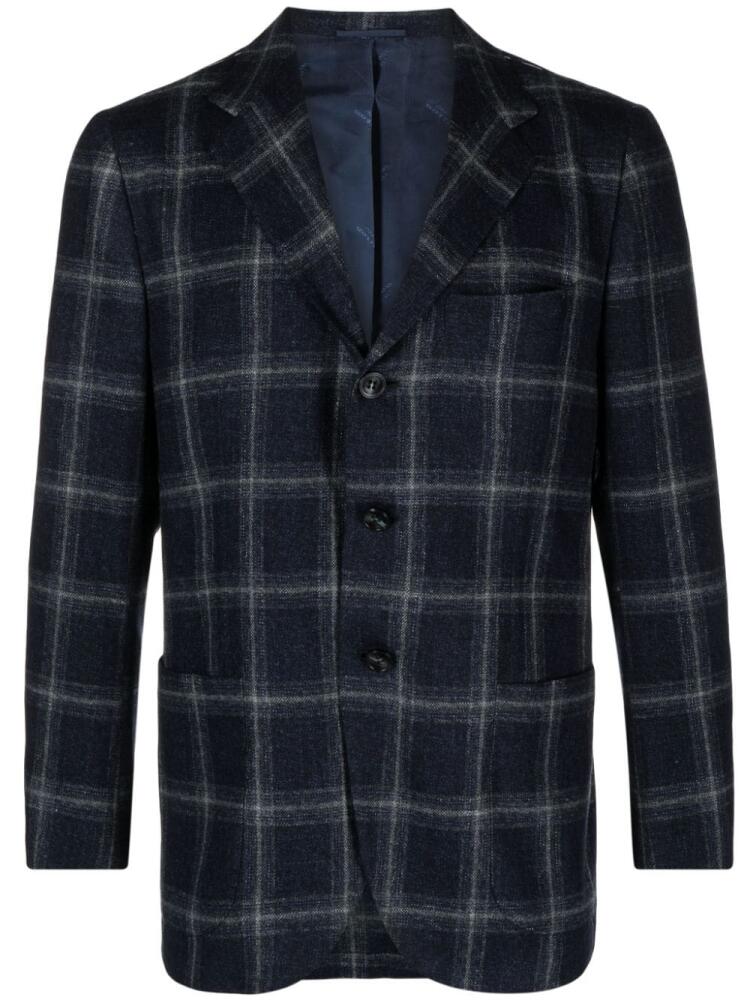 Kiton plaid-check single-breasted blazer - Blue Cover