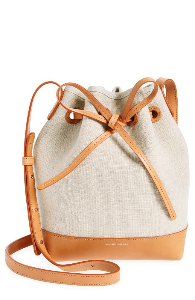 Mansur Gavriel Mini Canvas & Leather Bucket Bag in Natural Cover