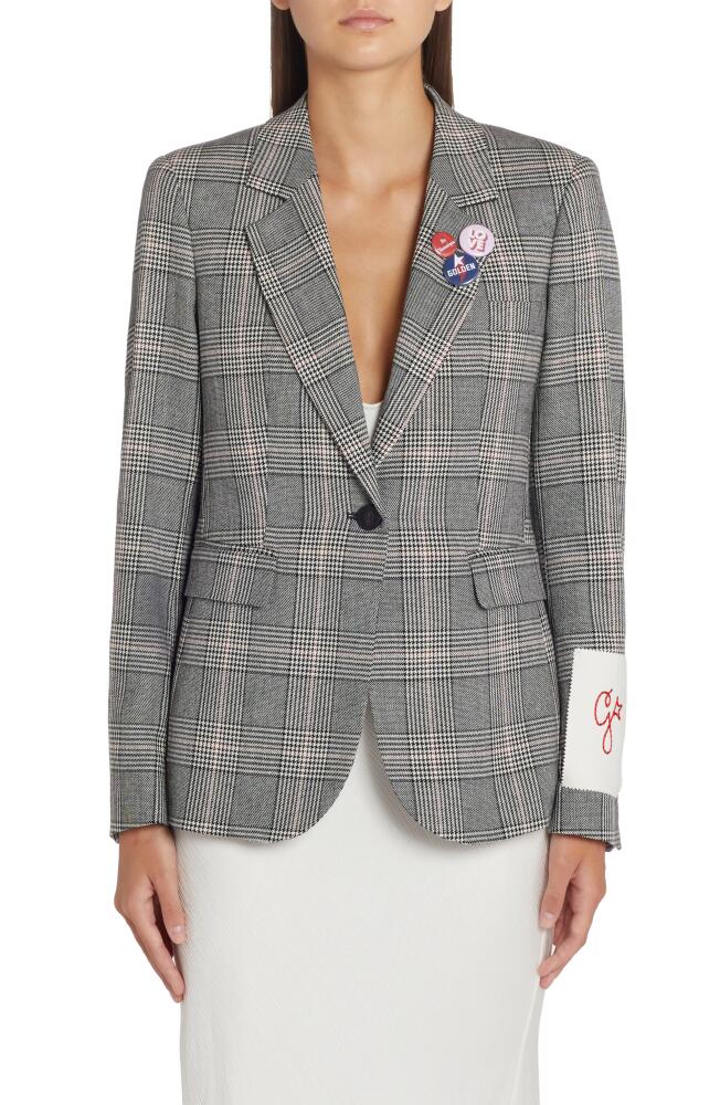 Golden Goose Dune Glen Plaid Virgin Wool Blend Blazer in Grey/Bone White Cover