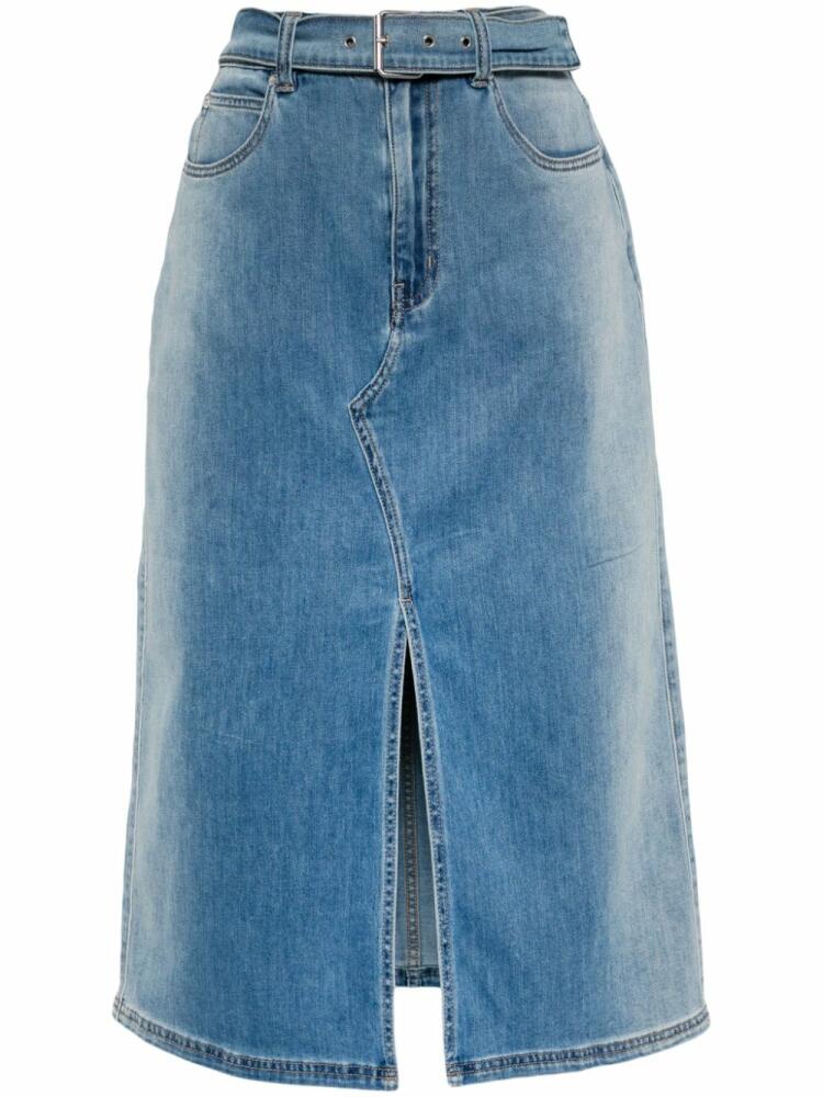 izzue belted denim midi skirt - Blue Cover