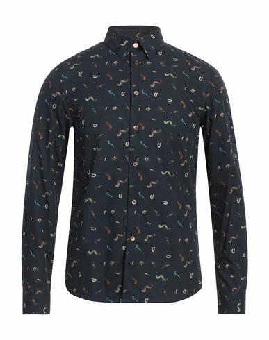 Ps Paul Smith Man Shirt Midnight blue Cotton Cover