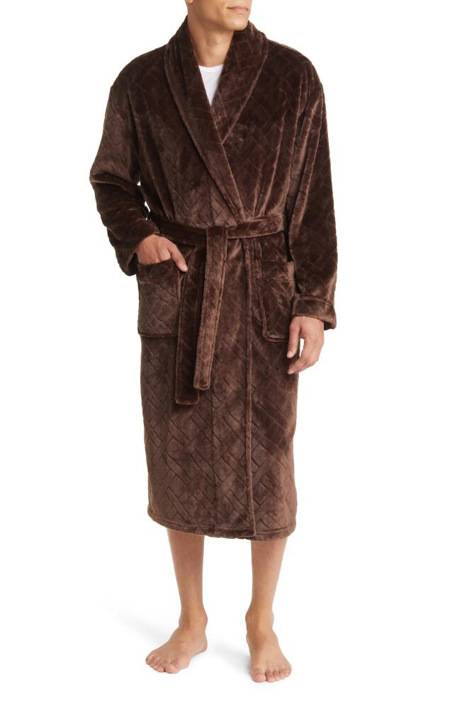 Majestic International Crossroads Basket Weave Fleece Robe in Chocolate Cover