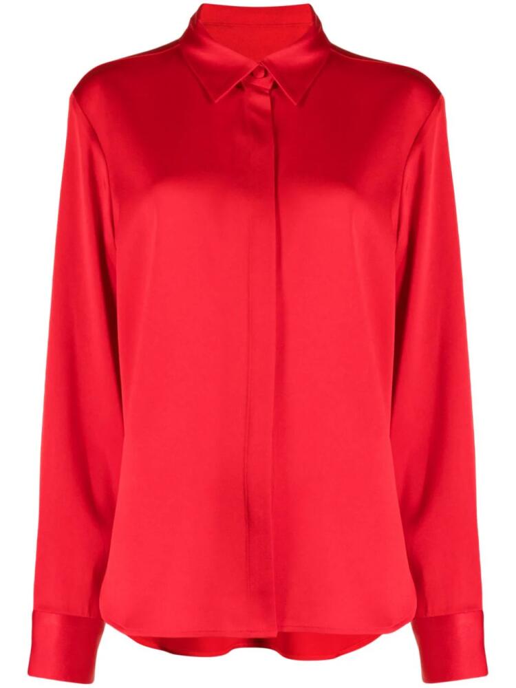 Alex Perry satin-finish button-down shirt - Red Cover