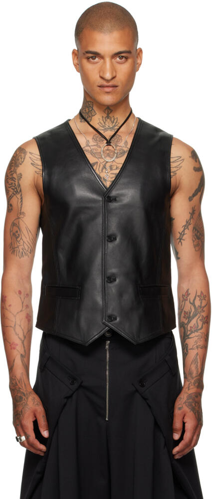 LU'U DAN Black Tailored Leather Vest Cover