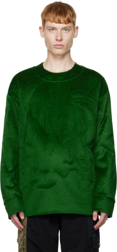 Feng Chen Wang Green & Black Paneled Down Sweatshirt Cover