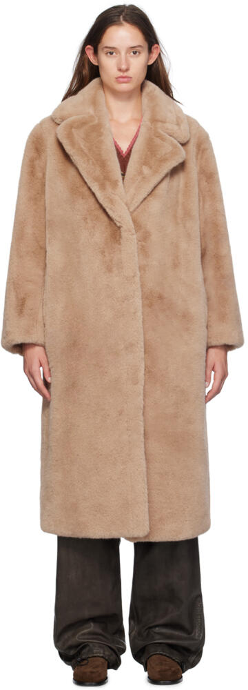 Stand Studio Beige Maria Faux-Fur Coat Cover