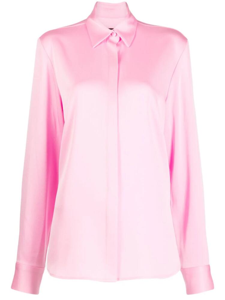 Alex Perry satin-finish button-down shirt - Pink Cover