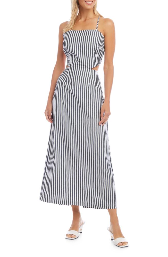 FIFTEEN TWENTY Mia Stripe Open Back Maxi Dress in Blue Stripe Cover