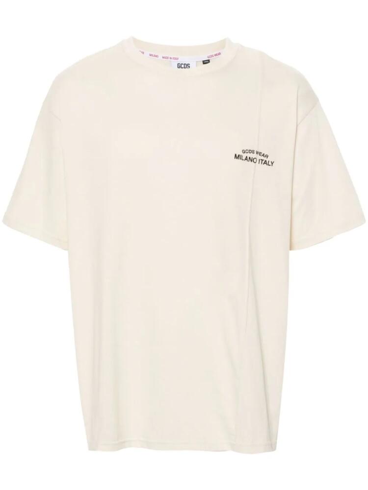 GCDS embroidered-logo cotton T-shirt - Neutrals Cover