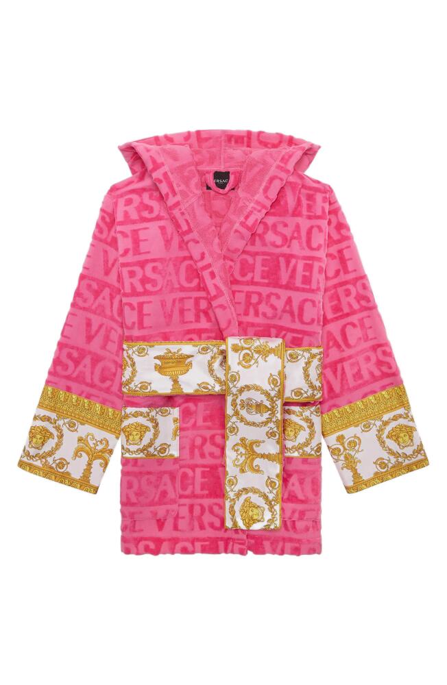 Versace Barocco Hooded Short Bathrobe in Fuxia Cover