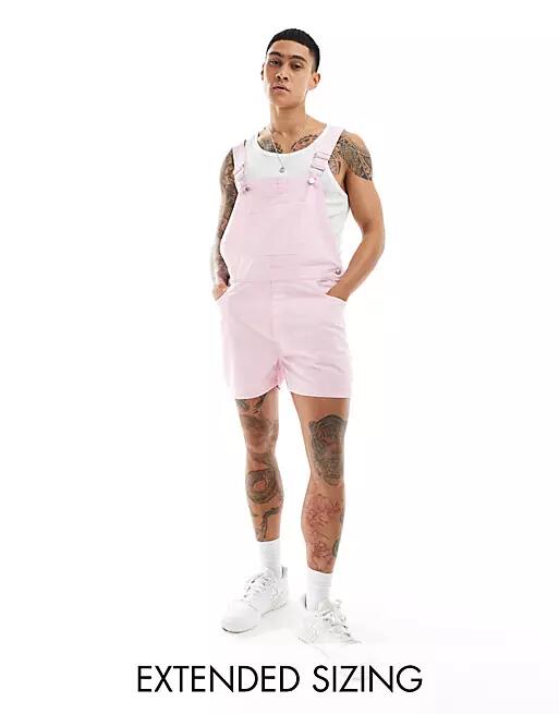 ASOS DESIGN shorter length overalls in link pink Cover