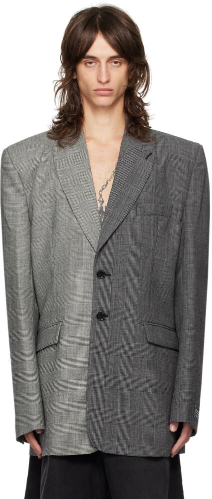 VETEMENTS Gray Split Deconstructed Tailored Blazer Cover