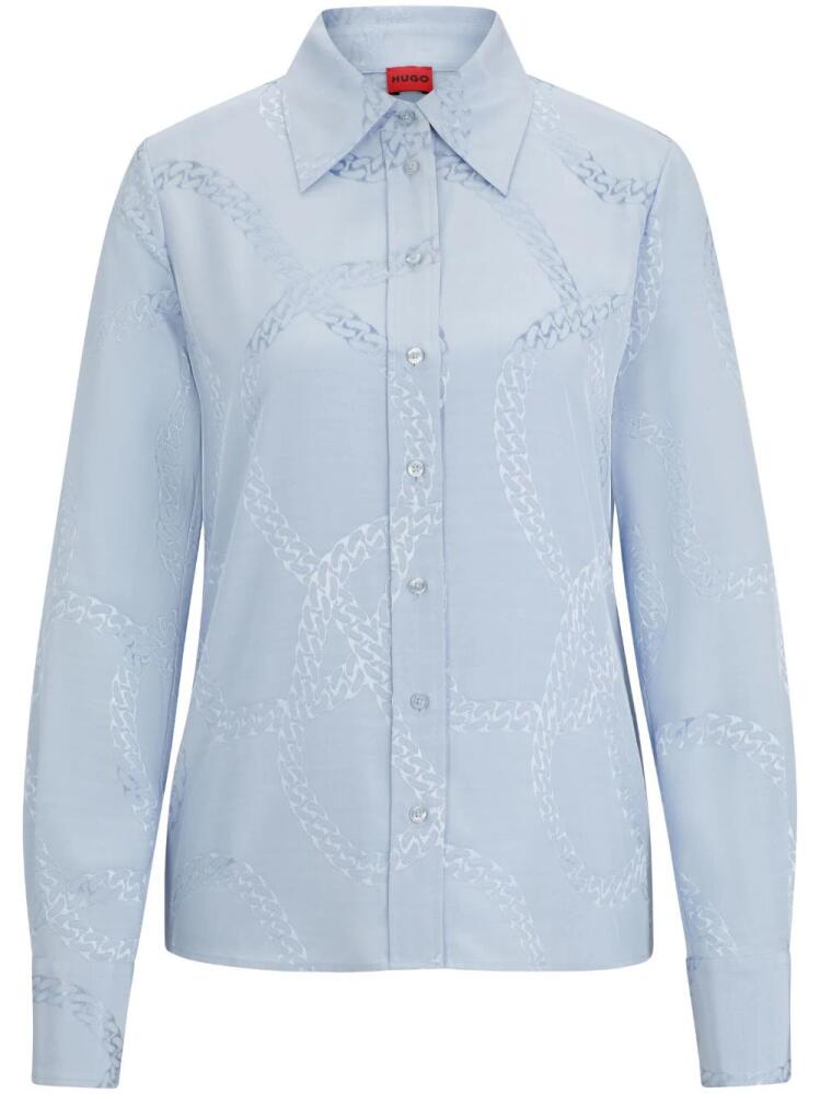 HUGO chain-print satin shirt - Blue Cover